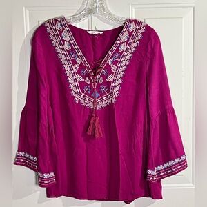 Entro Fuchsia Embroidered Blouse